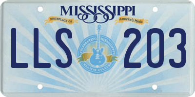 MS license plate LLS203