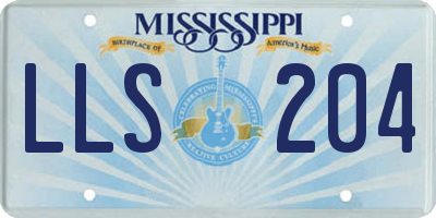 MS license plate LLS204