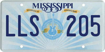 MS license plate LLS205