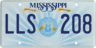 MS license plate LLS208