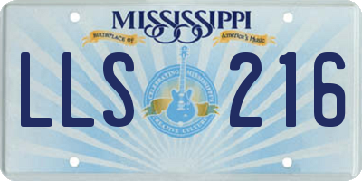 MS license plate LLS216