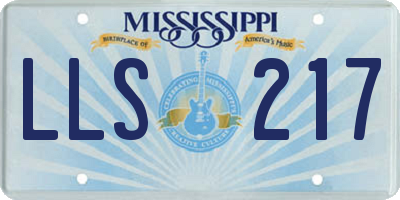 MS license plate LLS217