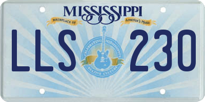 MS license plate LLS230
