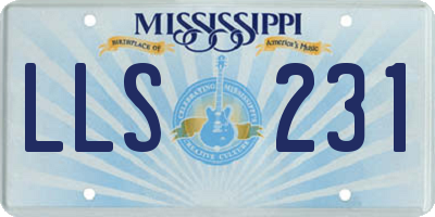 MS license plate LLS231