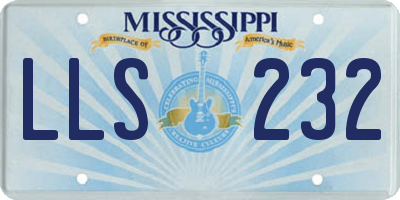 MS license plate LLS232
