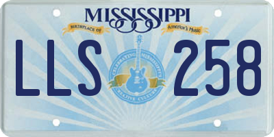 MS license plate LLS258