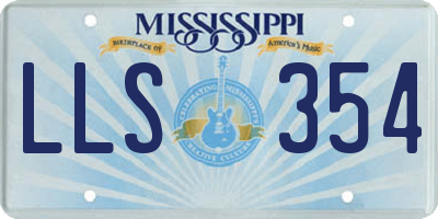 MS license plate LLS354