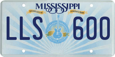 MS license plate LLS600