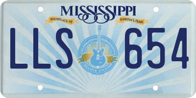 MS license plate LLS654