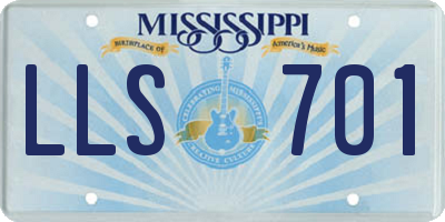 MS license plate LLS701