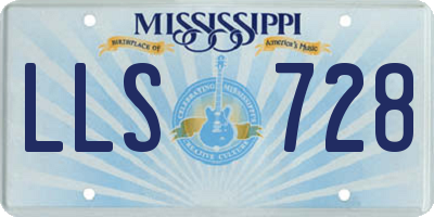 MS license plate LLS728