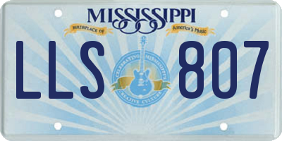 MS license plate LLS807