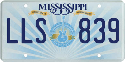 MS license plate LLS839