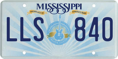 MS license plate LLS840