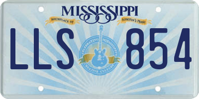 MS license plate LLS854