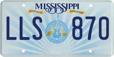 MS license plate LLS870