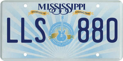 MS license plate LLS880