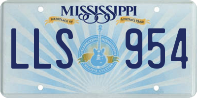 MS license plate LLS954