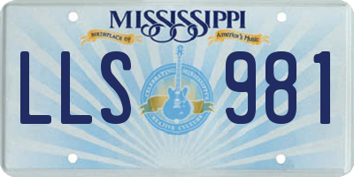 MS license plate LLS981