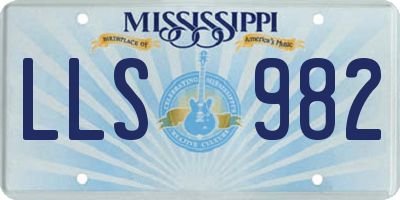MS license plate LLS982