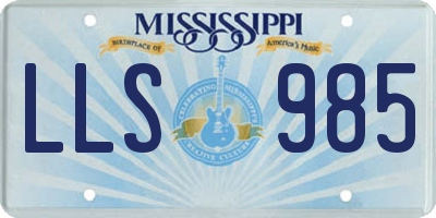 MS license plate LLS985