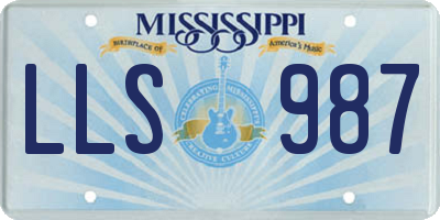 MS license plate LLS987