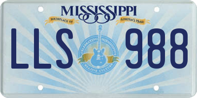 MS license plate LLS988
