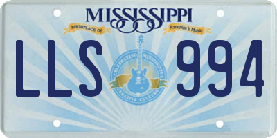 MS license plate LLS994
