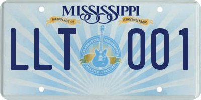 MS license plate LLT001