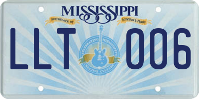 MS license plate LLT006