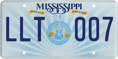 MS license plate LLT007