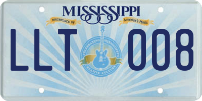 MS license plate LLT008