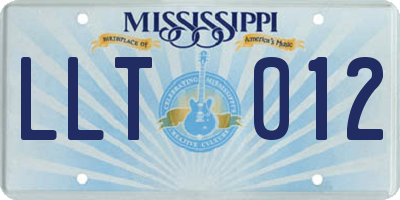 MS license plate LLT012