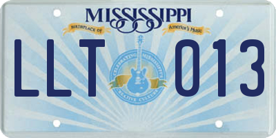 MS license plate LLT013