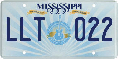 MS license plate LLT022