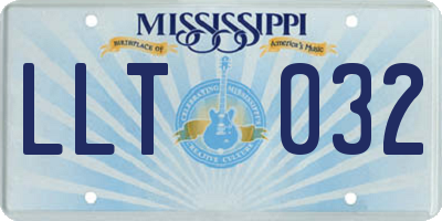 MS license plate LLT032