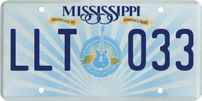 MS license plate LLT033