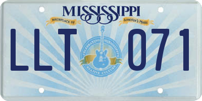 MS license plate LLT071