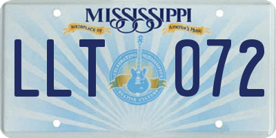 MS license plate LLT072