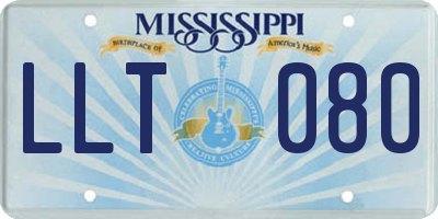 MS license plate LLT080