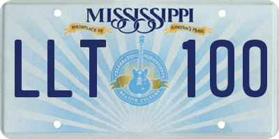 MS license plate LLT100