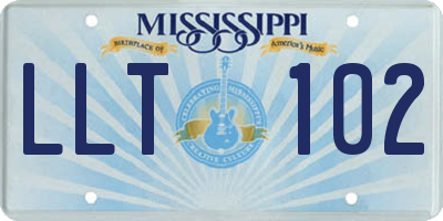 MS license plate LLT102