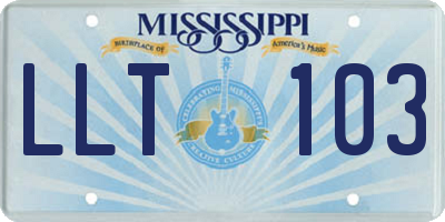 MS license plate LLT103