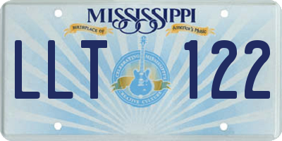 MS license plate LLT122