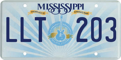 MS license plate LLT203