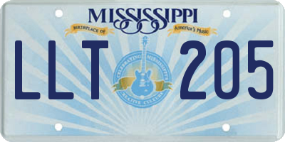 MS license plate LLT205