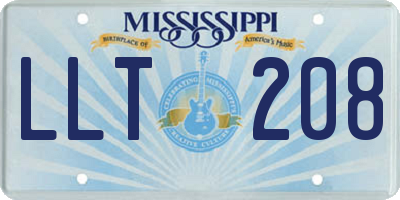 MS license plate LLT208