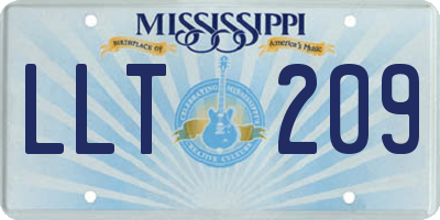 MS license plate LLT209