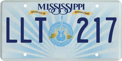 MS license plate LLT217