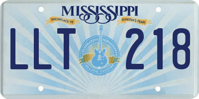 MS license plate LLT218